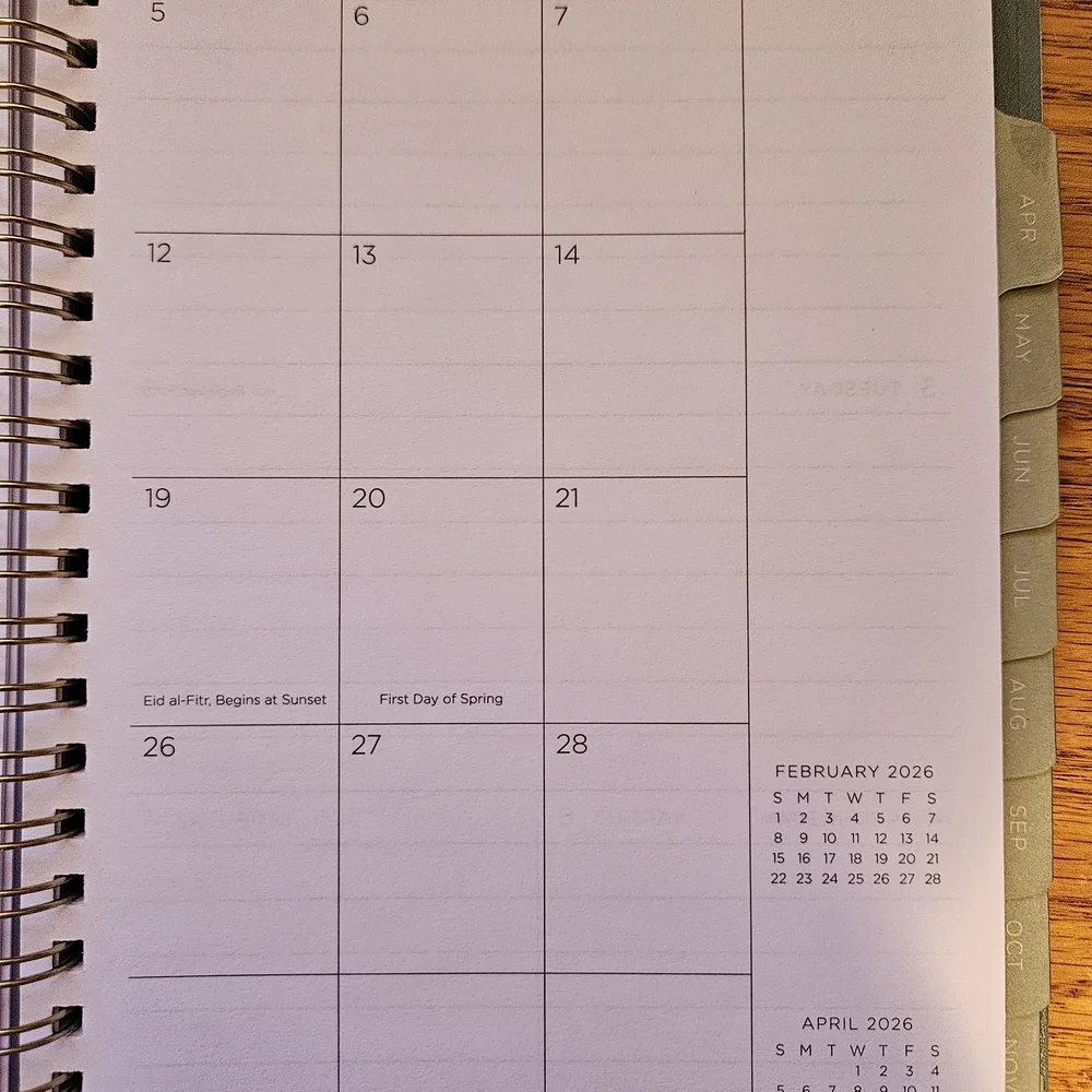 Kelly Ventura for Blue Sky 2026 Floral Planning Calendar - Blue & White
